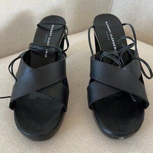 Robert Clergerie Black Heels with Leg Lace-Ups Sixe 8.5" Made in France